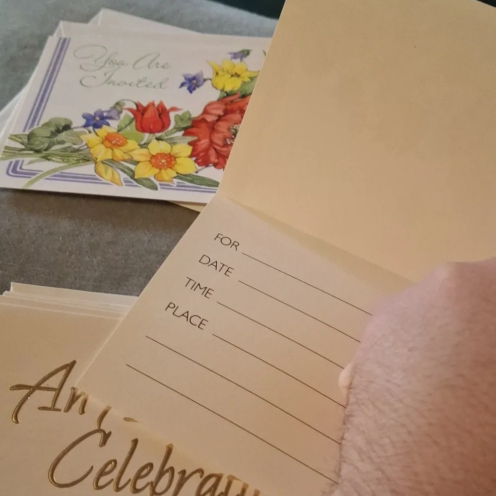 Floral and Gold Invitation Cards Butterfly Flower Anniversary Envelopes 10+ Prop